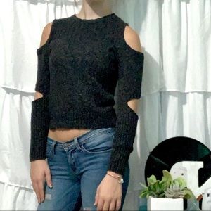 Black Sweater with Shoulder and Elbow Holes